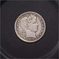 US Coins 1910 Barber Quarter, circulated