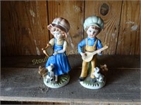 8" Farm boy & girl figurines