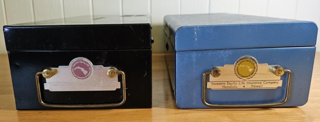 2 vintage Hawaiian banker lock boxes