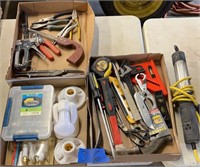 Hand tools, shop light , stapler, pliers, crowbar