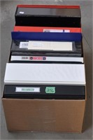 Box of assorted binders, used