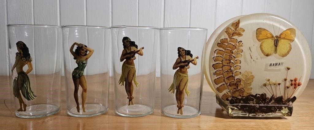 MCM Hawaiian Nude Tumblers & napkin holder