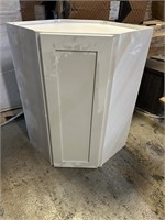 White shaker wall diagonal corner cabinet