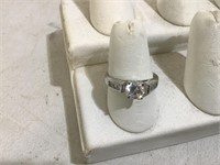 Stunning sterling silver cz look ring-sz 9?