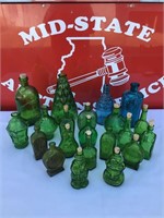 (21) Green & Blue Wheaton Glass Bottles