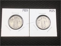2 Standing Liberty Silver Quarters in Flips