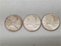 3 Silver Canadian Quarters