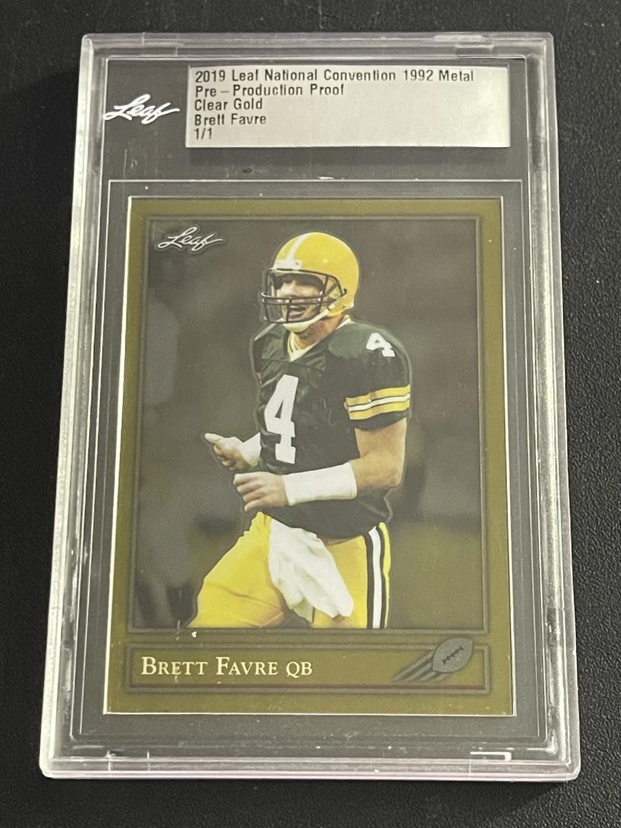 Brett Favre 2019 Leaf Nat'l Proof Clear Gold 1/1