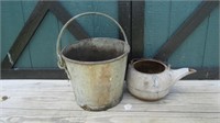 Galvanized Bucket, Antique Water Kettle