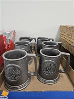 6 Cnt Pewter Mugs