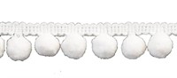 1 1/4 inch Pompom Fringe BP-101-27 White, 10 Yard