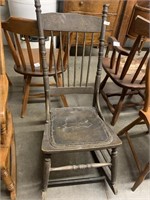WOODEN CHAIR LEATHER BOTTOM