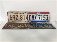 Four out of state license plates