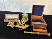 Brass Ship: Sextant, Barometer, Telescope etc