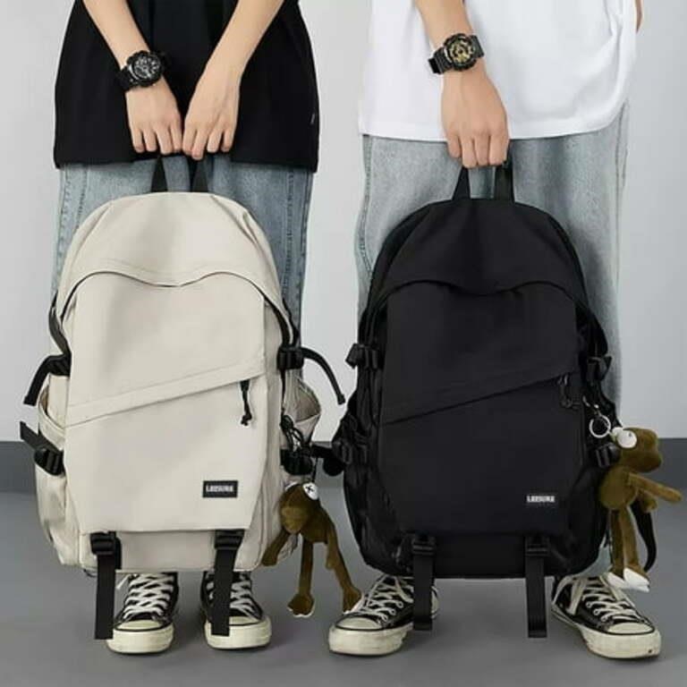 School Backpack Waterproof Black Bookbag College H
