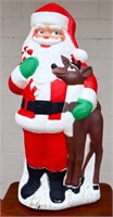 VIntage Santa w/ reindeer blow mold, no cord