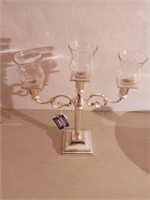 Silver Candelabra w/3 glass candle holders