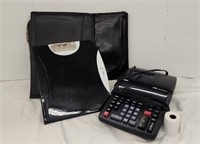 Electric office calculator, and office binders