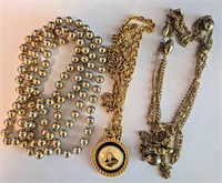 Three Golden Tone Fashion Necklaces