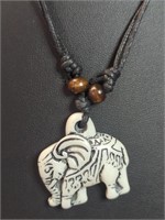 Hand carved elephant bone necklace