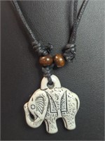Hand carved Bone elephant necklace