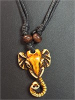 Hand carved bone elephants necklace