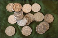 Twenty-One Franklin Silver Half Dollars