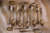 13 Sterling Silver Souvenir Spoons