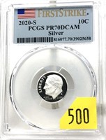 2020-S Proof dime, PCGS slab certified Proof 70
