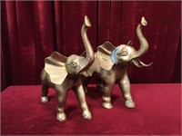 2 Large Brass Elephant Figures