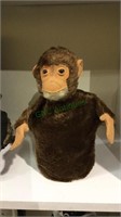 Vintage Steiff brown mohair Monkey puppet, amber