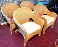 4pcs- wicker chairs- some have light damage