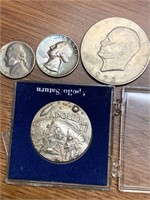 Appollo 11 and various coins