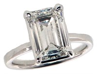 14k Gold 3.35 ct Emerald Cut Vs1 Lab Diamond Ring