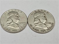 1955D & 1955 Franklin Silver Half Dollar Coins