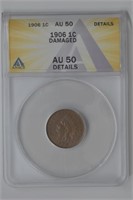 1906 Indian Head Cent ANACS AU50 Details