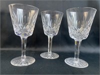 3 Waterford Lismore 5-3/4''  Claret Wine Glasses