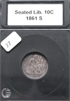 1861  S SEATED DIME VF