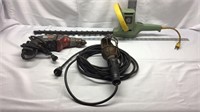 D2) HEDGE TRIMMER, DRILL, UTILITY LIGHT,