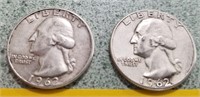 2 1962 Silver Quarters