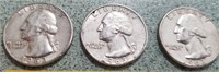 3 1963 Silver Quarters
