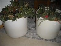 1 Pair Ceramic Planters, 18x15 Tall