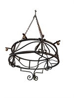 French Large Round Twisted Iron Light Fixture