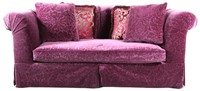 CURVED CHANNEL BACK SOFA IN CUT VELVET UPHOLSTERY