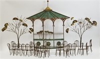 Curtis Jere Mid Century Metal Art Gazebo w/ Chairs