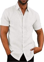 Large COOFANDY Men's Casual Linen Shirt Short Slee