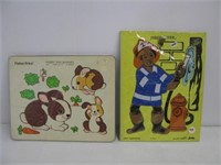 (2) Vintage children's wood puzzles including
