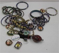 Group of enamel over metal costume jewelry