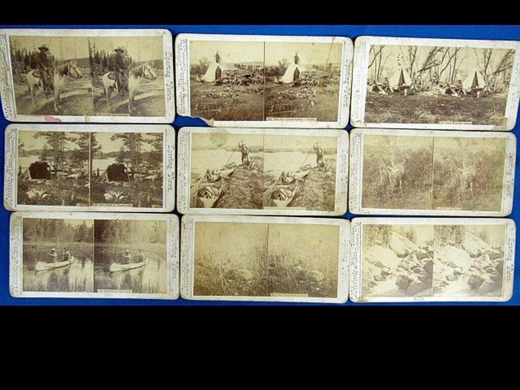 LOT OF NINE WESTERN RELATED STEREOPTICON CARDS