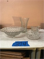 Fostoria Footed Bowl, Vase, Creamer, Bowl